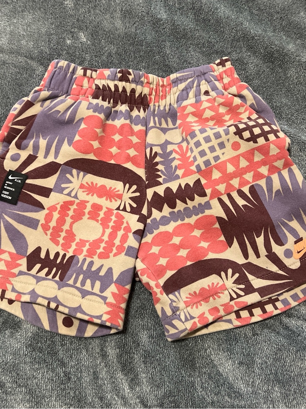 Nike Kids Geometric Print Shorts in Coral, Lavender & Brown